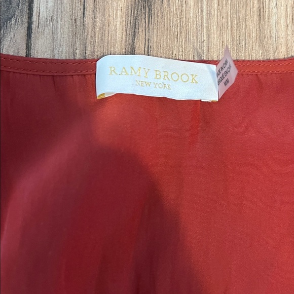 Ramy Brook Kiara Ruffle Mini Dress Brick Red M Sleeveless Smocked Waist Tiered - Picture 4 of 9